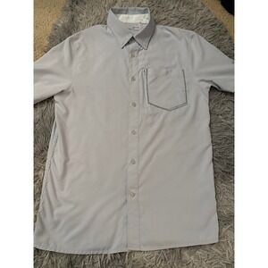 Under Armour HeatGear Fitted Short Sleeve Button Up Shirt Gray Men's Small